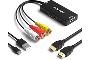 Sfunpu RCA to HDMI Converter, AV to HDMI Adapter, Composite to HDMI, Support 1080P, PAL/NTSC Compatible with WII/WII U/PS one/PS2/PS3/STB/Xbox/VHS/VCR/Blue-Ray DVD ect.