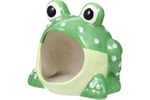 POPETPOP Wooden Hamster Cage Small Animal Ceramic Critter Bath Frog Shaped Hideout for Dwarf Hamsters and Gerbils Pet Hideout Hut Cave Ceramic Cage Accessories Ceramic Jewelry Dish Hamster Maze