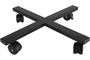 TECNOKIT Carro porta plantas de interior y exterior de acero para macetas redondas y cuadradas, macetero con ruedas capacidad 90 kg color negro (40 x 40 x 6,5 cm)