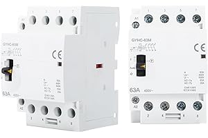 Ailao Contattore 400V 3 fasi 4 fili Teleruttore AC 400V 4P 63A 4NO ritardante di fiamma ultraleggero e ad alta efficienza DIN guida manuale, modello automatico.