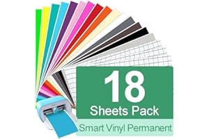 TAOYIO Smart Vinyl Permanent Cricut Joy Folie - 14cm*30.5cm Vinylfolie Plotter, Plotterfolie Vinyl Selbstklebend Set für Laptops, Telefone, Wände und mehr Transferfolie Plotterfolie 18 Stück