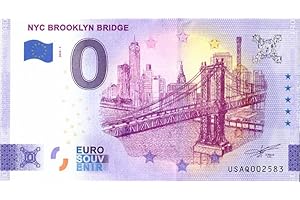 2 EURO COMMEMORATIVI Billet Touristique 0 Euro Etats-Unis · New York - Pont de Brooklyn · Brooklyn Bridge · Souvenir zéro € Note Billet de Banque