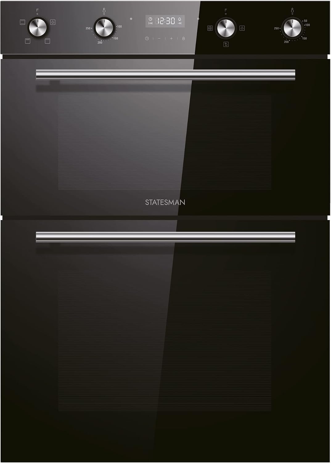 Statesman BDM373BL Built-In Double Oven, 3 Cooking Functions, LED Display, 35/70L, Black