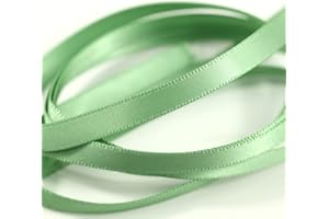 ASHPRINT (LONDON) LIMITED Double Sided Satin Ribbon, 27 Solid Colours, 10 Metre Reel, Fabric Ribbon for Gift Wrapping, Cake, Wedding Party Decoration, Hair Bow, Trimming, Sewing and DIY Craft Projects (6mm Width, Sage Green)