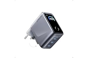 Anker Prime Cargador USB C Carga Rapida GAN de 160 W y 3 Puertos, Pantalla Inteligente, táctil, Carga ultrarrápida de 140 W en Cualquier Puerto para portátiles, MacBook, iPad, iPhone 17/16/15 y más.