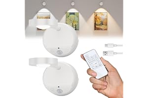 LUXHEIM 2 Pack Picture Lights for Wall, Battery-Operated Rechargeable Wall Lights with Timer and Remote, for Dartboards, Pictures, Frames, and Galleries