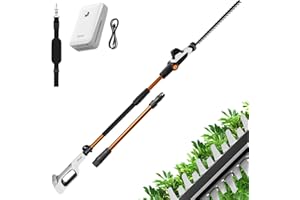 Litheli Teleskop Heckenschere Akku 20 V mit Fixed Teleskopstange,6-Fach Verstellbarer Teleskopstiel bis 3,40 Meter Höhe,42 cm Schnittlänge,mit einen 10000mAh Akku,Stabheckenschere