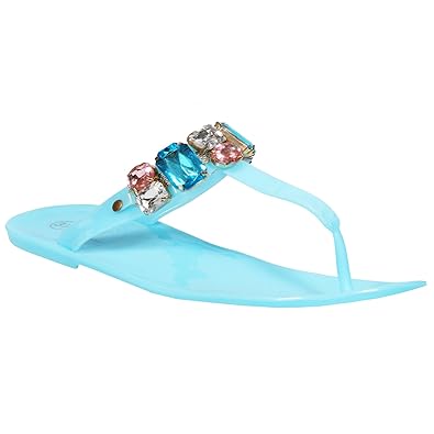 ladies diamante flip flops