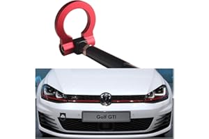Dewhel JDM Aluminum Track Racing Front Rear Bumper Car Accessories Auto Trailer Ring Eye Towing Tow Hook Kit Red Screw On For Volkswagen MK7 VII Golf GTi 2015-Up