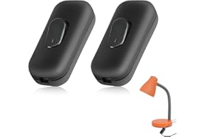 MEUKCEZ Lot de 2 Interrupteur Lampe de Chevet, Interrupteur Bipolaire, Interrupteurs Torpedo Noir, Interrupteurs à Bascule Bi-polaires 6A 250V, Convient pour Petits Appareils, Lampes de Bureau et de Chevet
