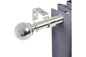 ROD&TRIKIN Barra De Cortinas Salon Barras De Cortinas Habitación Palo De Cortina Barras De Cortina Con Soportes Decorativa Para Dormitorio Sala De Estar Comedor Oficina 70-143 Cm Bola Plata