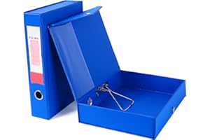 Srvnpioy 2 Stück Blau Aktenboxen A4, 68 mm Rücken, A4 Archivbox Aufbewahrungsbox mit Verschlussfeder, A4 Dokumentenbox aus Kunststoff für Schule, Büromaterial