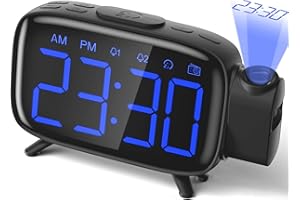 ELEHOT-Store Réveil à Projection Radio-réveil numérique avec 3 Niveaux de luminosité avec Projection à 180° FM Radio