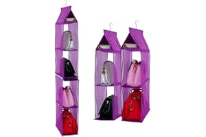 DEARJANA Staccabile 6 Scomparto Organizer Borsa Organizer per Armadio Trasparente Borsa Bag Collection Sistema armadi, Supporto di immagazzinaggio organizzatori per Soggiorno Camera da latto la casa Viola