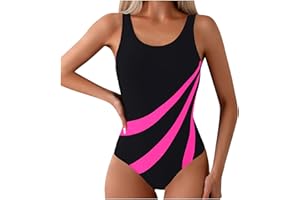 duxyoz Women Swimwear One Piece Tummy Control Swimsuit Ladies Swimming Costumes Athletic Sporty Push Up Padded Bathing Suit Retro Vintage Scoop Back Slimming Modest Monokinis Ladies