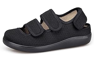 Hsyooes Sandali Diabetici Donna Pantofole Uomo Larghe Scarpe da Riabilitazione Chiusura a Strappo Scarpe Ortopediche Regolabili Antiscivolo