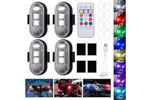 Mineup 4 sztuki bezprzewodowych świateł LED, 8 kolorów, stroboskop, pilot zdalnego sterowania, lampa błyskowa z pilotem zdalnego sterowania, ładowanie przez USB, światła antykolizyjne, lampa błyskowa