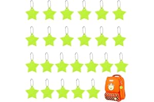 URAQT Colgante Reflector, 24 Piezas Llavero Reflectante de Estrella de Cinco Puntas, Colgantes Reflectores de Seguridad para Niños a Prueba de Agua para Niños Decoración Mochila Ciclismo Bolsa Caminar