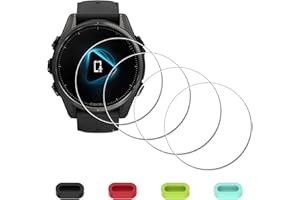 iDaPro [4 szt. ochraniaczy ekranu do Garmin Fenix 8 AMOLED 51 mm / Fenix 8 Solar 51 mm + [4 szt.] silikonowe zatyczki przeciwpyłowe, szkło hartowane, twardość 9H, odporne na zarysowania, odporne na