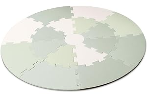 Beeloom - Alfombra Infantil, PLAYMAT Green, para niños y bebés, Mat de Juego Redonda, Puzzle Desmontable por Piezas, de Espuma eva, Color Verde