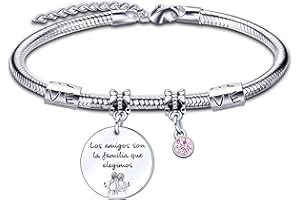 ZYMGUO Amistad Regalo Mejor Amiga Pulsera Joyería Familia Amistad Regalo para Tu Mejor Amiga Pulsera Acero Inoxidable Pulsera Regalos Mujer con la Letra