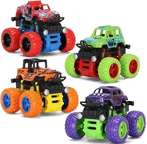 SaleOn Big Size Set of 4 Truck Unbreakable Toys for Boys 4pc Trucks Diecast Inertial Off-Road Four-Wheel Drive Climbing Vehicle Simulation Stunt Swing Car Toy