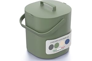 PTMS® Poubelle Compost Cuisine 6L - Seau à Compost avec Couvercle à accrocher et Grille intérieure - Lavable au Lave-Vaisselle & Anti-Odeur - Composteur Cuisine au Design Moderne