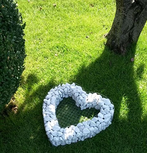 Herzgitter mit Kies 35.0cm x 35.0cm x 10.0cm Grabherz Grabschmuck Pflanzschale Herz Gitter Gabione Friedhof Pflanzherz Blumentopf Grablampe Grablaterne Grablicht Grabkerze - 4