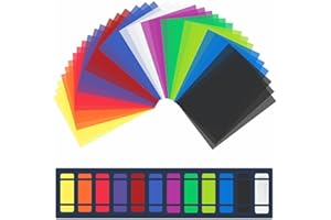 wynott 36Pack Correction Gel Light Filter A4 Transparent Color Film Colored Overlays Photography Gels Plastic Sheets Flash Lighting Color Gel Filter Kit with 12 Colors for Photo Studio,Stage Lighting