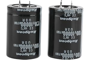 Okuyonic Electrolytic Capacitor, 2Pcs 10000uF Capacity Electrolytic Capacitor 100V Capacitor 35 * 50mm 105℃ Capacitor Component for Electronic Applications DIY Enthusiasts