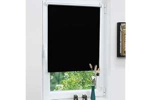 Grandekor Verdunklungsrollo ohne Bohren Schwarz 75x120cm(Stoffbreite 71cm) Rollos für Fenster ohne Bohren & mit Bohren,Verdunkelungsrollo Thermorollo Klemmrollo Fensterrollo verdunkelung Hitzeschutz