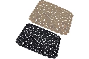 MUZHUPGUZ 2 STK Spülbeckeneinlage, PVC Spülbeckenmatte, 40x30cm Einlagen für Spülbecken Schutzmatte für Küche Bad, Kieselsteinförmige Spülbeckenschutz Abtropfmatte für Gegen Kratzer im Spülbecken