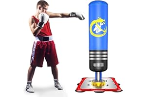 Dripex Sac de Frappe sur Pied Rempli 120 cm Sac de Boxe Adolescent Punching Bag avec 12 Ventouses pour Karaté Taekwondo MMA