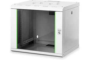 DIGITUS Armario de Red, Rack de 19 Pulgadas, 9U, Montaje en la Pared, Profundidad 450 mm, Capacidad de Carga 100 kg, Serie Unique, Gris