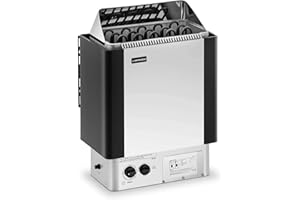 Uniprodo UNI_SAUNA_S8.0KW Saunaofen elektrisch 8 kW 30 bis 110 °C inkl. Steuerung Timer Zeitschaltuhr Überhitzungsschutz Sauna Ofen für 8-12 m³ Saunazubehör Wandmontage möglich Trockendampfsauna