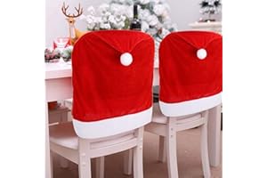 VEYLIN Red Hat Dining Chair Slipcovers, Christmas Chair Back Covers for Christmas Holiday Festival Decorations - 50 x 60CM