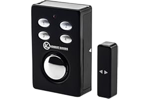KOBERT-GOODS KOBERT GOODS – SP65 SCHWARZ drahtloser Tür-, Fenster- oder Vitrinenalarm, Einsatz als Alarmanlage, Einbruchsschutz, Home-Security Mit PIN-Code-Eingabe, Magnet/Vibrationssensor sowie 130 db-Sirene