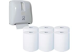 DSTOCK60 - Lot de 6 rouleaux essuie-mains continu autocut - Pure ouate de cellulose - Bobines de papier pour distributeur "Autocut"