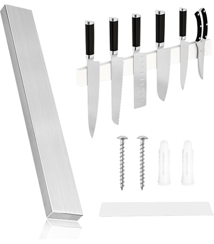 DONGQI Barre Magnétique Couteaux 40cm Acier Inoxydable - Porte-Couteaux Aimanté Ultra Puissant, Installation Sans Percage 3M
