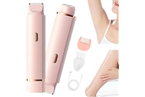 CELESTIMINGLE Intimate Shaver for Women, Dual Head Electric Hair Trimmer for Women, 2 in 1 Wet/Dry IPX7 Waterproof Razor, Intimate Shaver for Face, Arms, Legs, Body, Bikini (Pink)