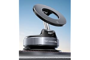 ALAFLY Soporte Móvil Magnético Coche con Ventosa [Rotación de 360° & Plegable], Metal Soporte Móvil Compatible con MagSafe iPhone, para Coche/Parabrisas/Vidrio/Cualquier Superficie Lisa, Negro