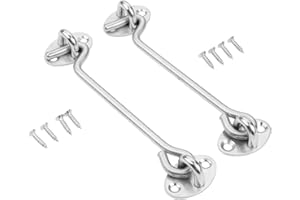 Dreld 2pcs pestillos de gancho de cabina de 6 pulgadas, 2 cierres de gancho de puerta de acero inoxidable con 8 tornillos de montaje, accesorios de captura de puerta para puerta de patio, valla