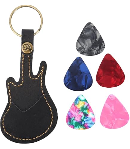 Sac Pour Médiators De Guitare – Porte-médiators Avec Porte-clés | Accessoires Pour Lecteurs De Musique En Cuir Synthétique Pour La Collection D'entretien Des Instruments, Bleu, Refer To Description