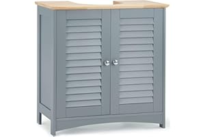 MAENGRE Gray Under Sink Cabinet, Bathroom Floor Cabinet with 2 Doors Wooden Cupboard MDF 60 x 60 x 30 cm