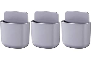 GENERIC None Brand Fernbedienungshalter Wandhalterung Klebestifthalter Klebstoffspeicher Telefonhalter Wandhalterung Halter Wandkleber Fernbedienungshalter Behälter für Verbrauchsmaterialien 3 STK Grau