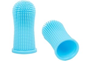 CASEETO Spazzolino per Cani,Spazzolino Denti Cane,Spazzolino Cani,Spazzolino per Cani Piccola Taglia,Spazzolino da Denti in Silicone per Cani,Pulizia a 360 °Denti,per Cuccioli,Gatti,2 Pezzi (Blu)