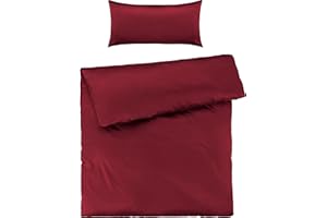 Pure Label Mako Satin Bettwäsche rot 155x220 cm mit Kissenbezug 40x80 cm aus 100% Baumwolle - Traumhaft weiches Mako Satin Bettwäsche Set in Uni