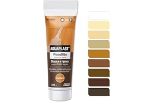 Aguaplast Woodlite mastic pour bois coloré. Fibrate, résiste aux dilatations jusqu'à 20%. Idéal pour les trous et les fissures dans la main unique sans retrait