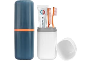 SKYCASE Travel Toothbrush Case, 2Pack Travel Toothbrush Cup Holder Toothpaste Storage Containers, Travel Portable Toothbrush Container Case for Travel Camping Business School Trip Home(Green+White)