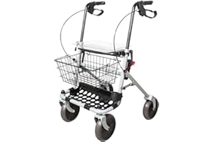 IDENTITES Rollator Regolabile in Altezza con Cestino e Vassoio in Acciaio